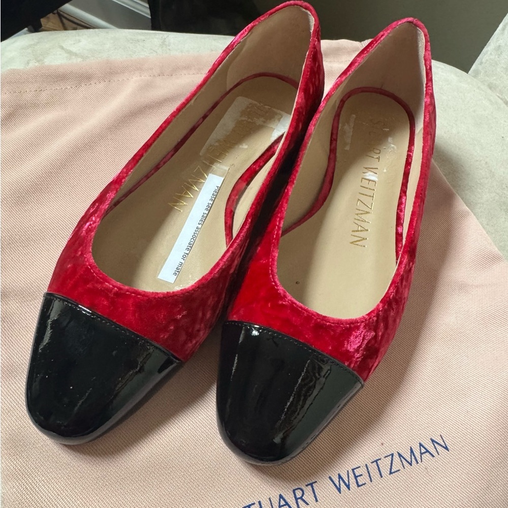 Stuart Weitzman Crushed Velvet Ballet Flats - Picture 2 of 6